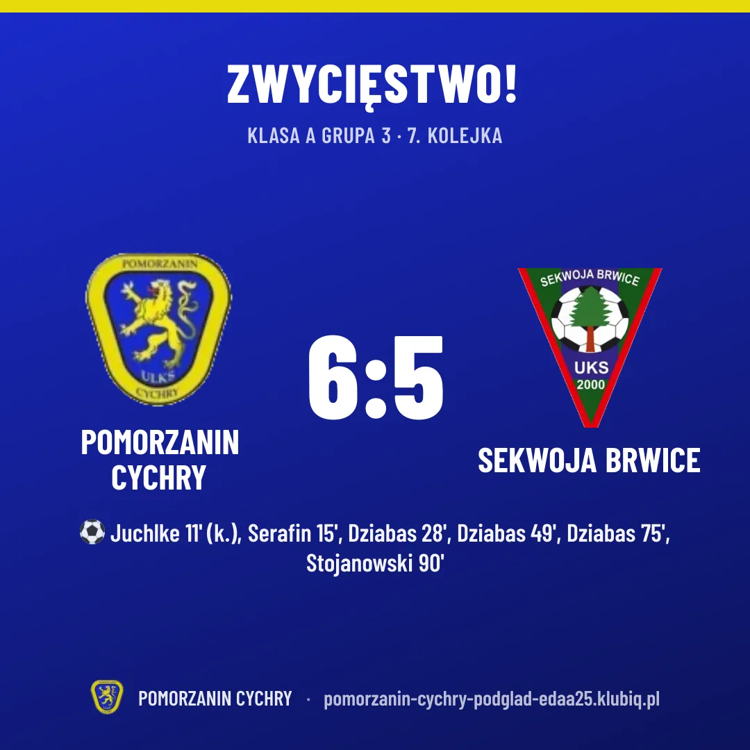 Pomorzanin Cychry 6:5 Sekwoja Brwice